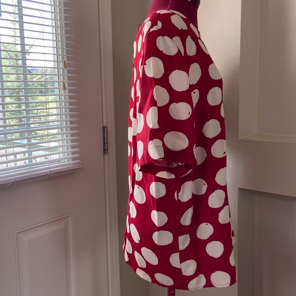 Rena Rowan  for Saville women red and white shoulder padded top. Size 16W. Used - Picture 3 of 8